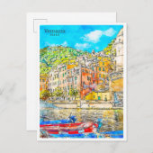 ヴェルナッツァイタリアのヴィンテージ旅行水の色 ポストカード (正面/裏面)