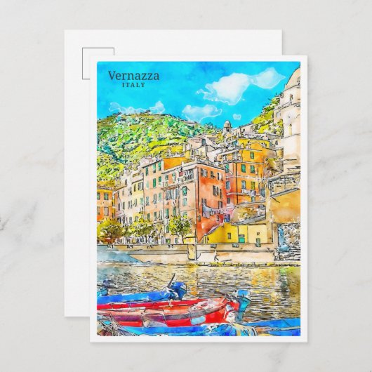 ヴェルナッツァイタリアのヴィンテージ旅行水の色 ポストカード (正面/裏面)
