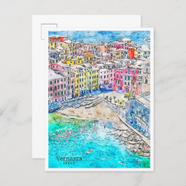 ヴェルナッツァイタリアのヴィンテージ旅行水の色 ポストカード