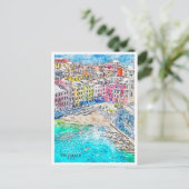 ヴェルナッツァイタリアのヴィンテージ旅行水の色 ポストカード (スタンド正面)