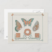 ヴェルヌイユアールヌーボー蝶ポストカード ポストカード (正面/裏面)