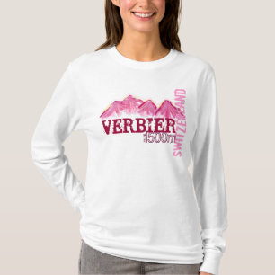 ヴェルビアースイスレディースピンクマウンテンフード付きスウェットシャツ Tシャツ