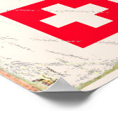 ヴェルビエ、スイスのヴィンテージスキー旅行ポスター。 ポスター (角)