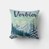 ヴェルビエ・スイス旅行ポスター クッション (正面)