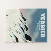 ヴェルビエSwitzerski旅行ポスターアートプリント。 ジグソーパズル (横)