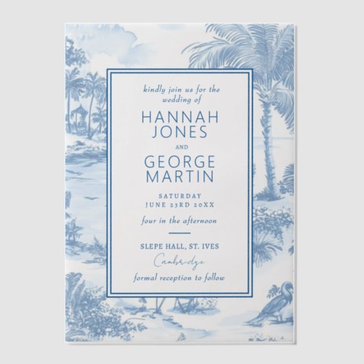 ヴェルムオーバーブルーコーストトワール結婚式招待状 ベラム紙招待状 (正面)