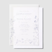ヴェルムチノイセリーブルービクトリアンフローラ結婚ズ ベラム紙招待状 (オフセット)