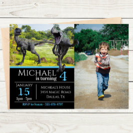 ヴェロキラプターラプターフォト誕生日 招待状