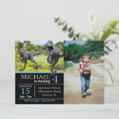 ヴェロキラプターラプターフォト誕生日 招待状 (スタンド正面)