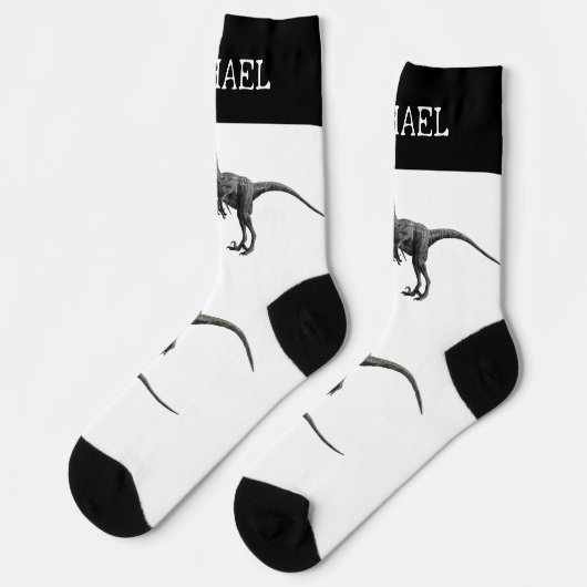 ヴェロキラプターラプター恐竜パーソナライズされたの名前 ソックス (左)