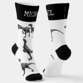 ヴェロキラプターラプター恐竜パーソナライズされたの名前 ソックス (傾斜あり)