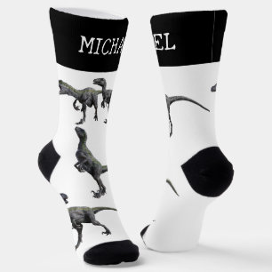 ヴェロキラプターラプター恐竜パーソナライズされたの名前 ソックス