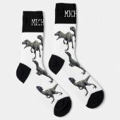 ヴェロキラプターラプター恐竜パーソナライズされたの名前 ソックス (右)