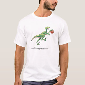 ヴェロキラプトルの漫画の恐竜のバスケットボール Tシャツ