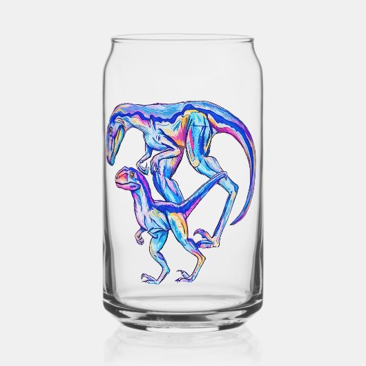 ヴェロキラプトール恐竜ママ&ベビー ガラス缶 (裏面)