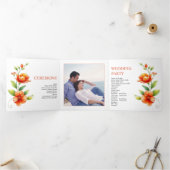 ヴェローナの夕焼け オレンジの花とフォトウェディング 三つ折りプログラム (内部)