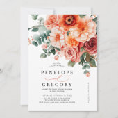 ヴェローナの夕陽 ブライトオレンジ 花の写真 ウェディング 招待状 (正面)