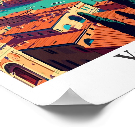 ヴェローナイタリアトラベルアートヴィンテージイラストレーション ポスター (角)