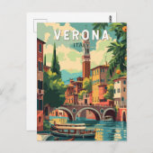 ヴェローナイタリアトラベルアートヴィンテージ ポストカード (正面/裏面)