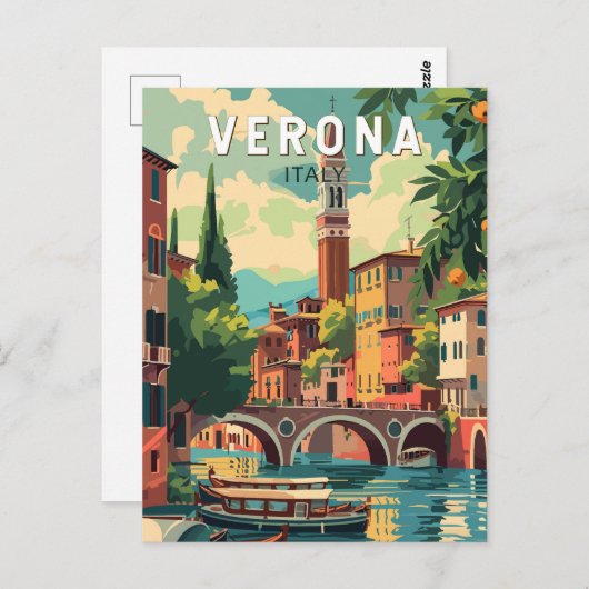 ヴェローナイタリアトラベルアートヴィンテージ ポストカード (正面/裏面)