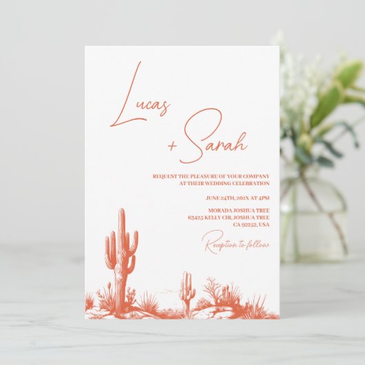 ヴェローナサンセットイラストレーションウェスタン結婚デザート 招待状 (スタンド正面)