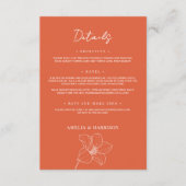 ヴェローナサンセット エレガントオレンジ フラワーズ ウェディング ディテール エンクロージャーカード (正面)