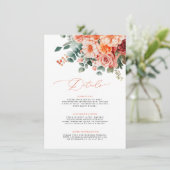 ヴェローナサンセット ブライトオレンジ モダン フラワー ウェディング エンクロージャーカード (スタンド正面)