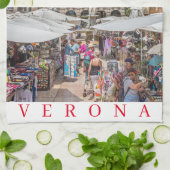 ヴェローナピアッツァエルベビュー茶タオル キッチンタオル (折り畳み)