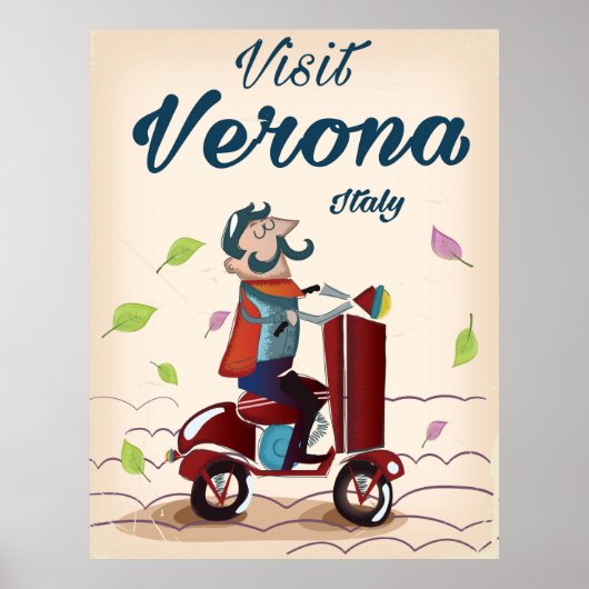 ヴェローナ イタリア スクーター 旅行 ポスター (正面)