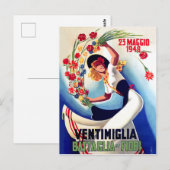 ヴェンティミリア、イタリア、5月の花の戦いの少女 ポストカード (正面/裏面)