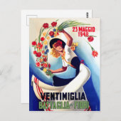 ヴェンティミリア、マッジオ、イタリア、フラワーバトルの女の子 ポストカード (正面/裏面)