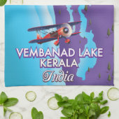 ヴェンバナード湖、インドの旅行ポスター キッチンタオル (折り畳み)