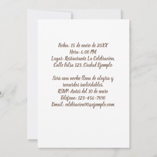 ヴェンAセレブラミス68アニョスフィエスタデクンプレーニョス 招待状 (裏面)