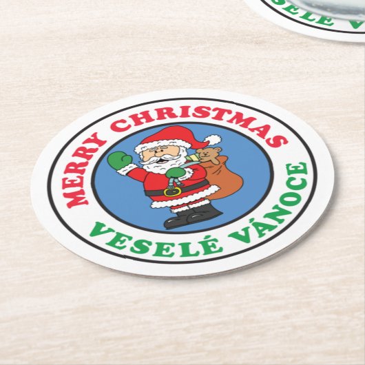 ヴェーゼルヴァノチェコクリスマスサンタ ラウンドペーパーコースター (アングル)