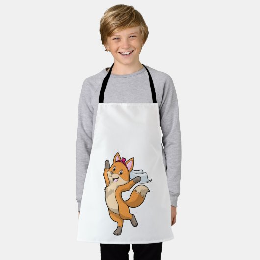 ヴェールとハートの花嫁キツネ エプロン (着用した状態)