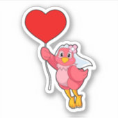 ヴェールとハート風船の花嫁の鳥 シール (正面)