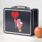 ヴェールとハート風船の花嫁の鳥 メタルランチボックス (インサイチュ)