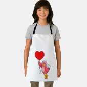 ヴェールとハート風船をつけた花嫁としての鳥 エプロン (インサイチュ)