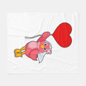 ヴェールとハート風船をつけた花嫁としての鳥 フリースブランケット (正面(横))