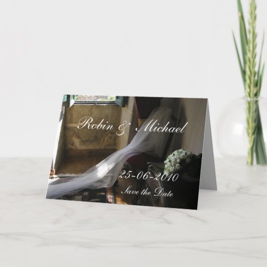 ヴェールと花束カスタマイズ- 案内状 (正面)