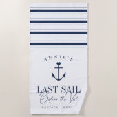 ヴェールの前の最後の航海 ネイビー ブライダルパーティー ビーチタオル (正面)