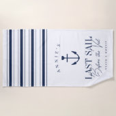 ヴェールの前の最後の航海 ネイビー ブライダルパーティ ビーチタオル (正面)