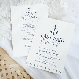 ヴェールの旅程の前に最後の帆バチェロレッテ& 招待状