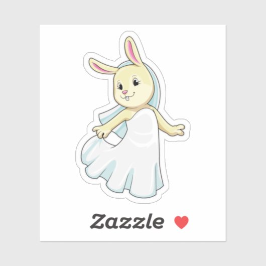 ヴェールをつけた花嫁のウサギ シール (シート)