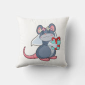 ヴェールをつけた花嫁のネズミとプレゼント.PNG クッション (裏面)