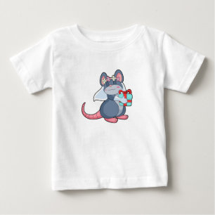 ヴェールをつけた花嫁のネズミとプレゼント.PNG ベビーTシャツ
