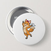 ヴェールを付けた花嫁としての狐とハート 缶バッジ (正面&裏面)