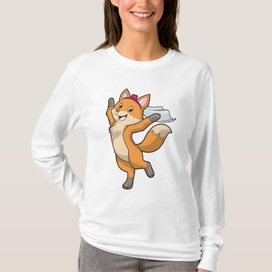 ヴェールを付けた花嫁としての狐とハート Tシャツ (正面)