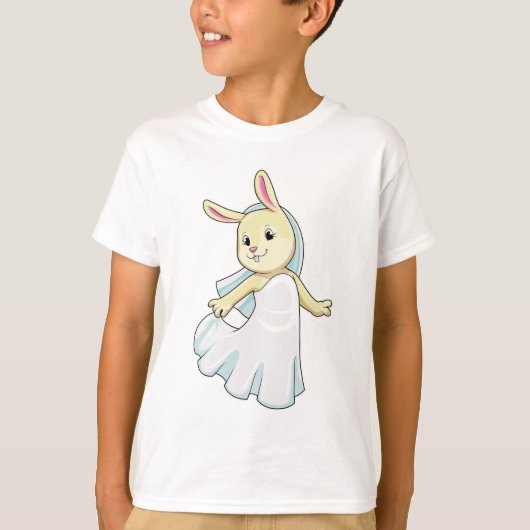 ヴェールを被ったウサギの花嫁 Tシャツ (正面)