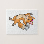 ヴェールを被った花嫁のような狐とハート ジグソーパズル (横)